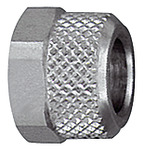 Coupling nut, M7x0.75, for hose 5/3, AF 8, nickel-plated brass