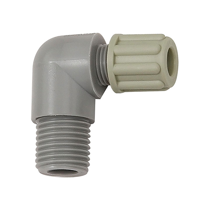 Angled screw-in fitting G 1/4 o., for hose 4/6 mm, PA