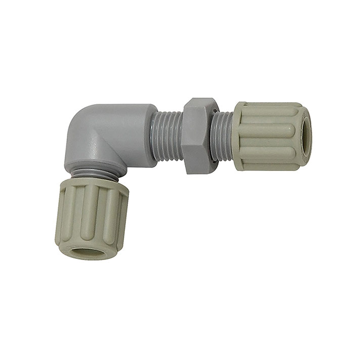 Angled bulkhead connector, M10x1, for hose 4/6 mm, AF 14, PA