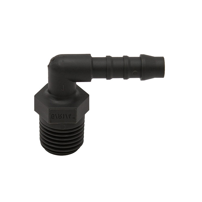 Angled screw-in supports, R 1/4 o., for hose I.D. 4 mm, PA 6