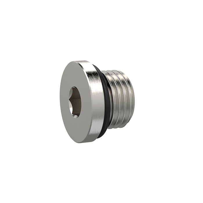 Locking screw, Hexagonal socket 3 mm, G 1/8, nickel-plated brass