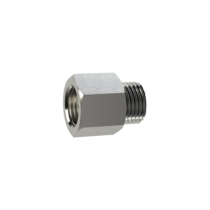 Extension piece, short, M5 o., G 1/8 i., nickel-plated brass