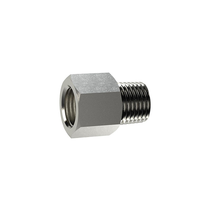 Extension piece, short, R 3/8 o., G 3/8 i., nickel-plated brass