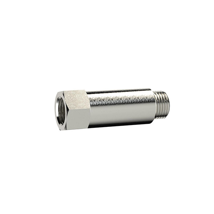 Extension piece, Long, G 1/8 o., G 1/8 i., nickel-plated brass