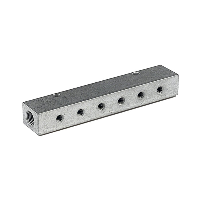 Distributor strip, Outlets one side, Input 2x1/8, Output 2 x M5