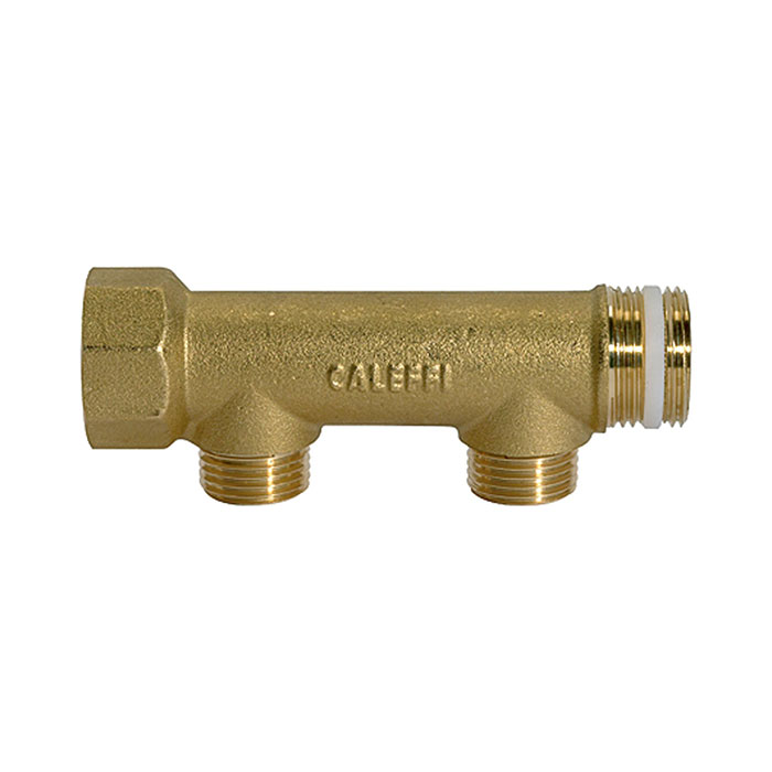 Distributor pipe, 2 outlets, Input 2x3/4, Output 2x1/2 ET, Brass