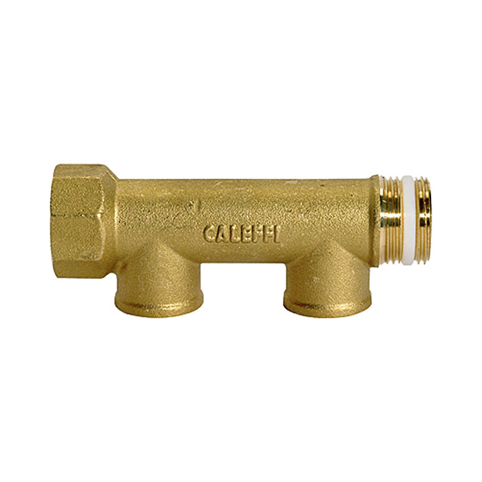 Distributor pipe, 2 outlets, Input 2x3/4, Output 2x1/2 IT, Brass