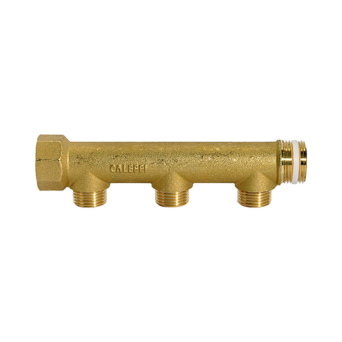 Distributor pipe, 3 outlets, Input 2x3/4, Output 3x1/2 ET, Brass