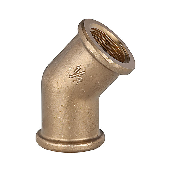 Angled piece, 45°, interior / interior, G 3/4, Bright brass