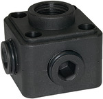 Air distributor socket, Plastic, black, 5 x G 1/2 IT