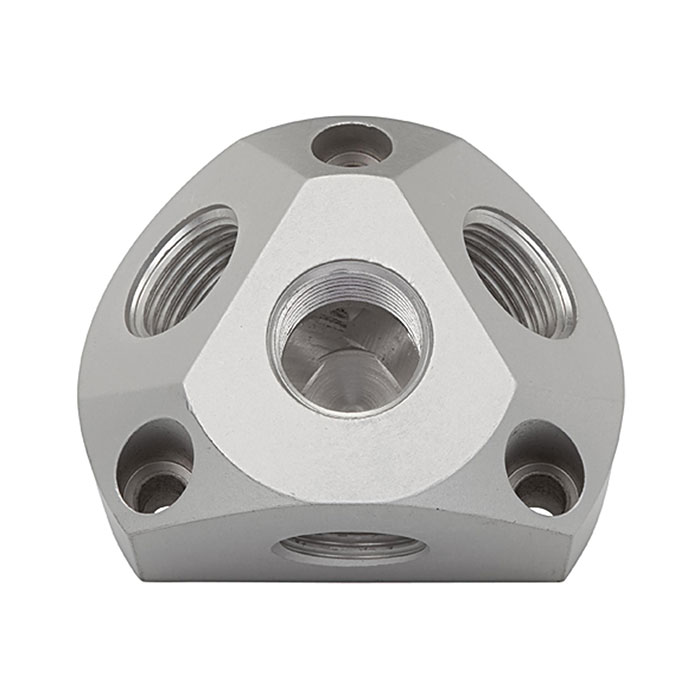 Air distributor socket, Aluminium, Input G 1/2, Output 3x G 1/2