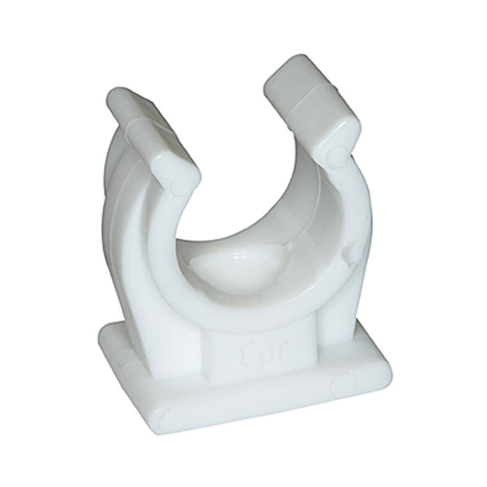 Pipe clamp, PP, for pipe exterior Ø 15 mm, white, Temp. max. 65°C