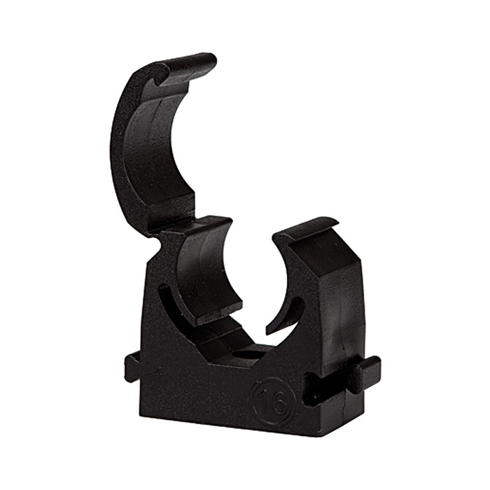 Pipe clamp, Polypropylene, for pipe exterior Ø 18 mm, black