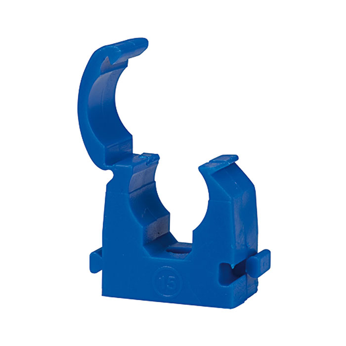 Pipe clamp, Polypropylene, for pipe exterior Ø 18 mm, blue