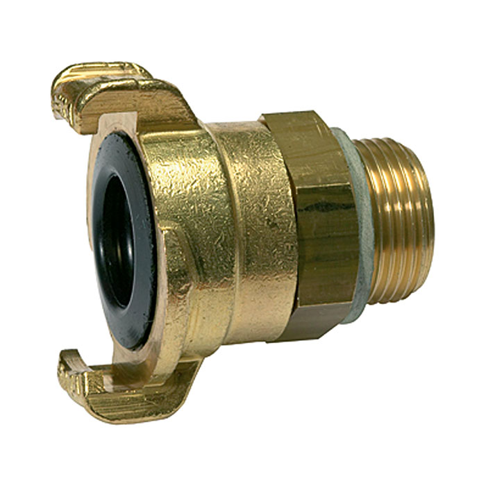 GEKA threaded piece, 360° rotating, bright brass, G 1/2 exterior