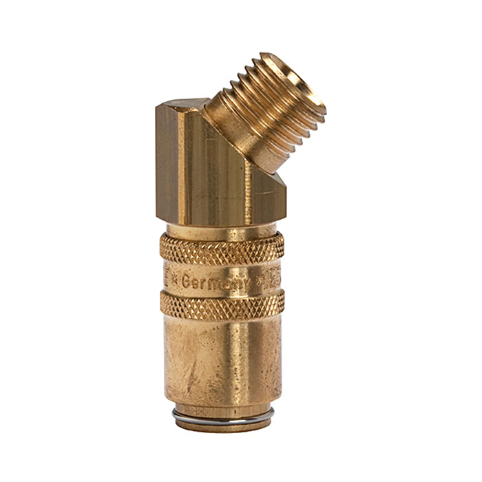 Tempered coupling DN 6, ET, Blocking valve, Brass, G 1/4 45°