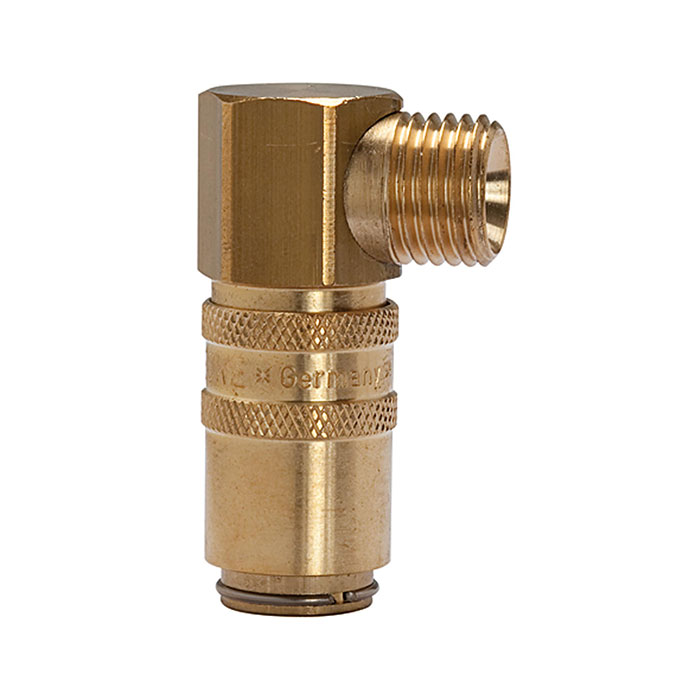 Tempered coupling DN 6, ET, Blocking valve, Brass, G 1/4 90°