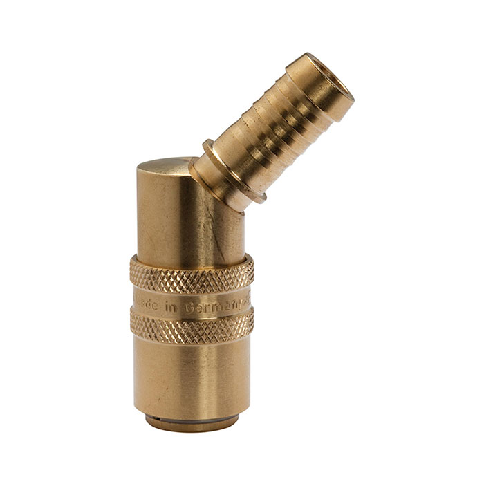 Tempered coupling DN 9, Taps 13 mm, Brass, Hose sleeve 45°