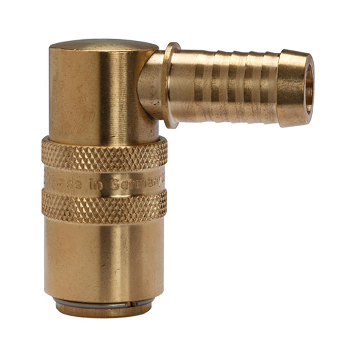 Tempered coupling DN 9, Taps 13 mm, Brass, Hose sleeve 90°