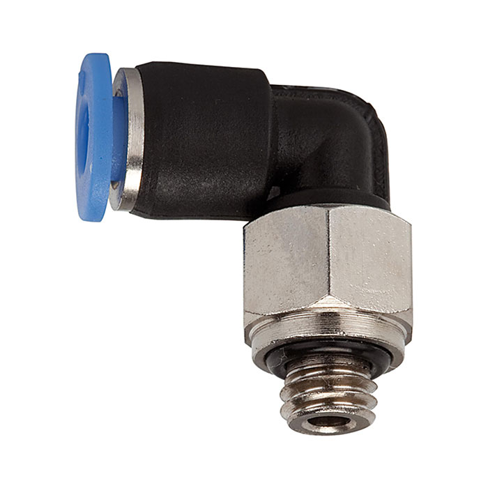 Push-in L-fitting »Blue Series« mini, rotating, M6