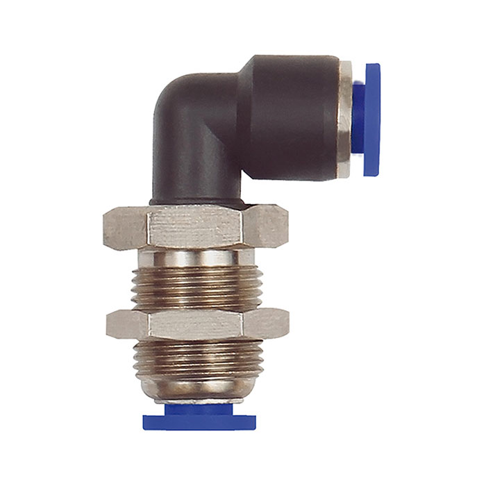 Push-in bulkhead L-connector »Blue Series« mini, M8x0.75