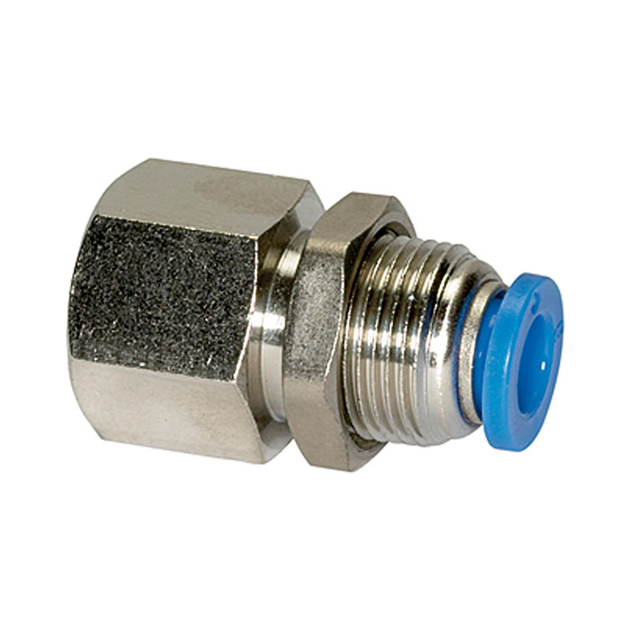 Straight push-in bulkhead fitting »Blue Series«, M12x1, G 1/8 i.