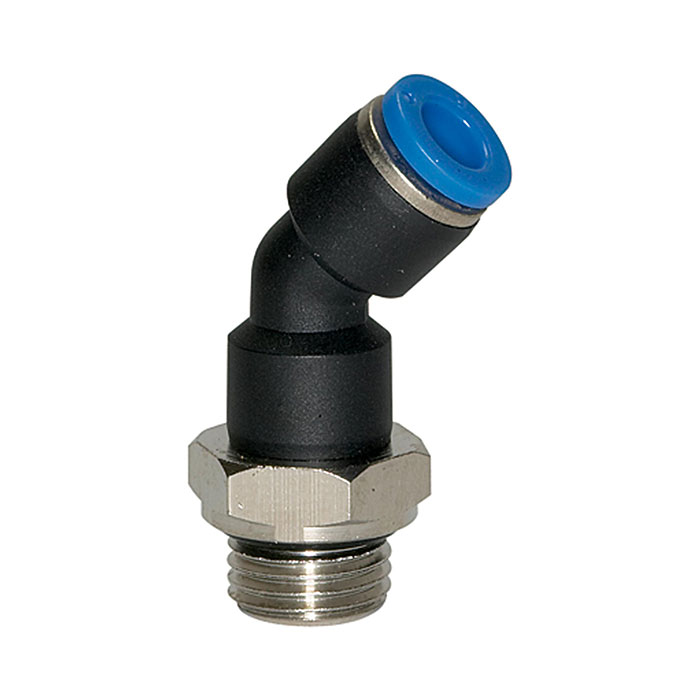 Push-in fitting 45° »Blue Series«, rotating, M5 o.