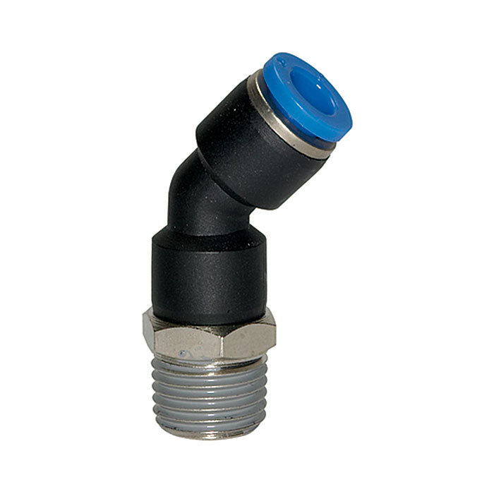 Push-in fitting 45° »Blue Series«, rotating, R 1/8 o.