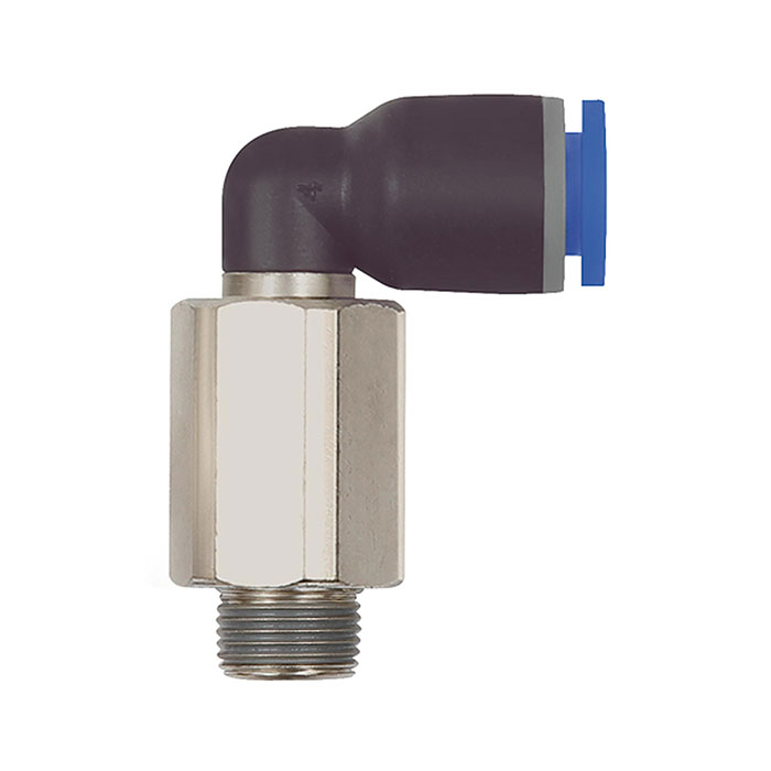 Push-in L-fitting »Blue Series« long, rotating, R 1/8 o.