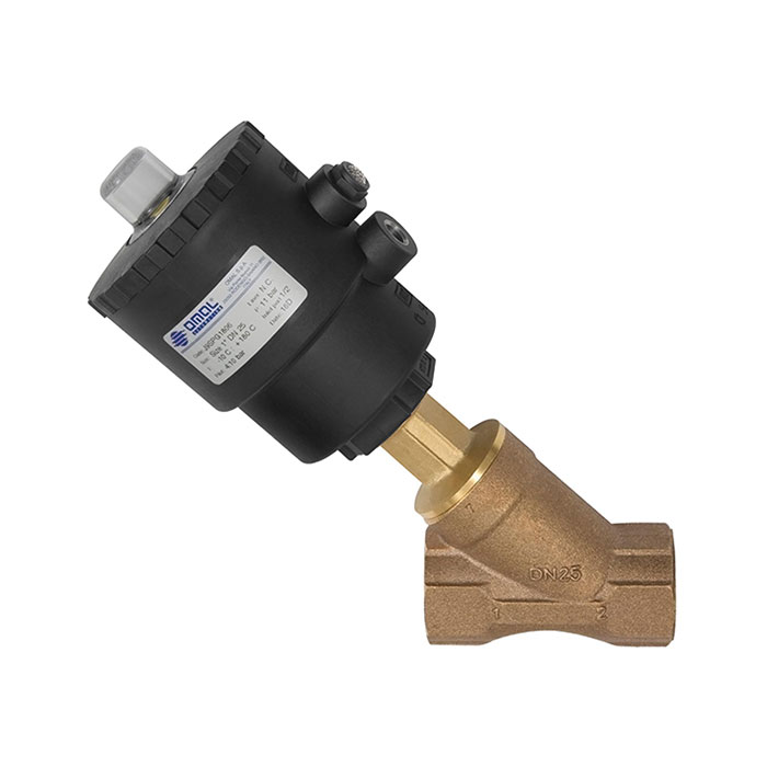 Angle seat valve, Piston drive, NC, Bronze, G 1/2