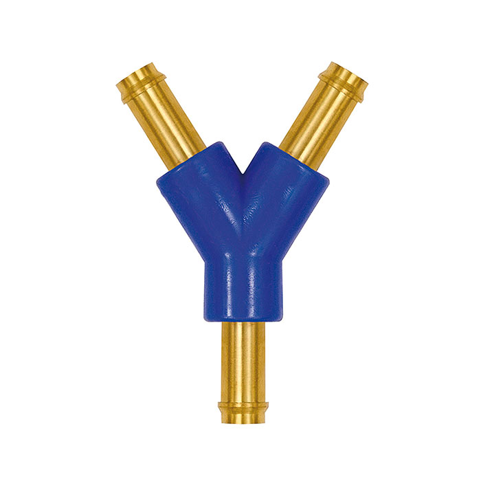 Y hose connection supports, for hose I.D. 3 mm, brass and POM