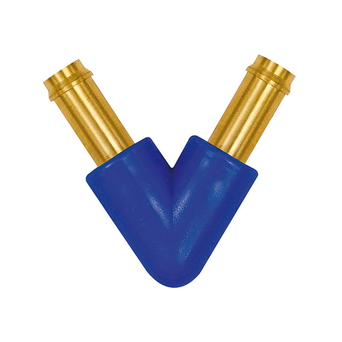 V hose connection supports, for hose I.D. 3 mm, brass and POM