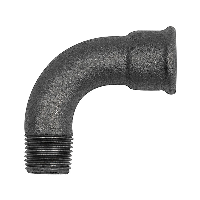 Elbow 1, 90° long Rp 1/4 IT,R 1/4 ET black malleable iron fitting