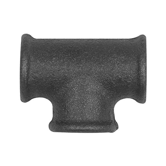 T-piece 130, 3 x Rp 3/8 IT, black malleable iron fitting