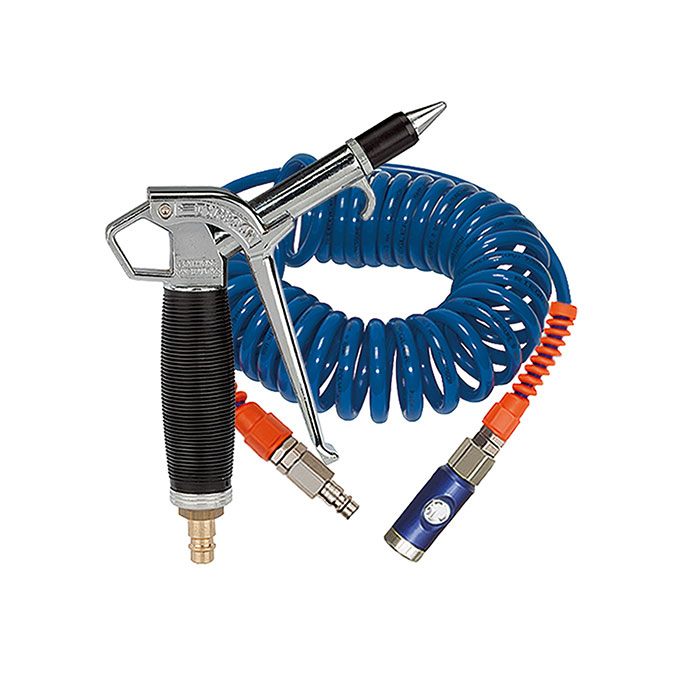 Spiral hose - blow gun kit Typhoon, PU-hose-Ø 9.5x6.3, max. 6 m