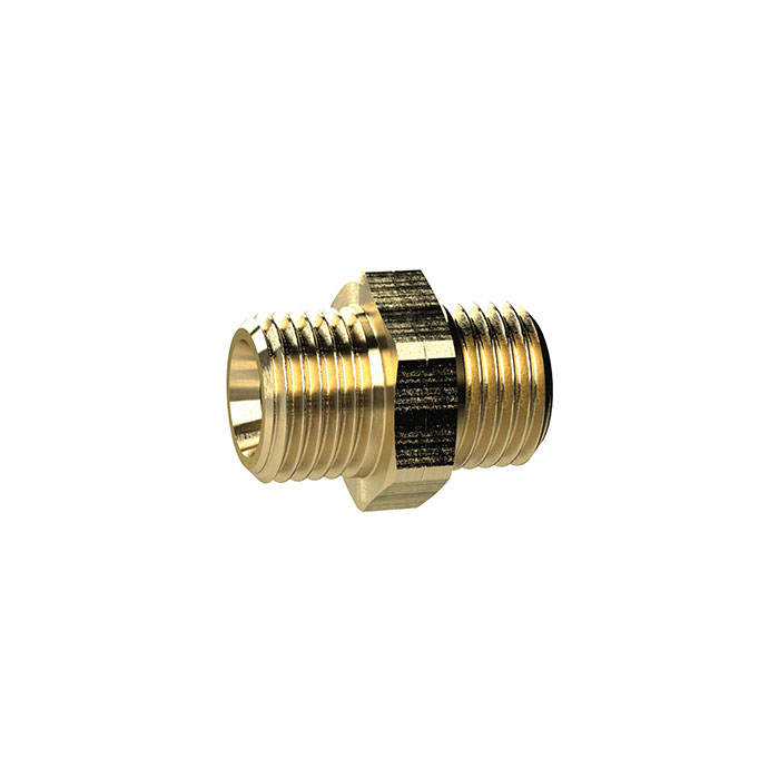 Double threaded nipple, G 1/4 o. left, G 1/4 o. left, AF 17 Brass