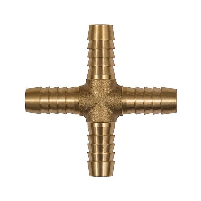 Cross push-on connectors, for hose I.D. 5 mm, brass