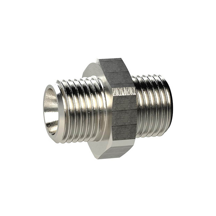 Double threaded nipple, M3 o., M3 o., AF 5, nickel-plated brass