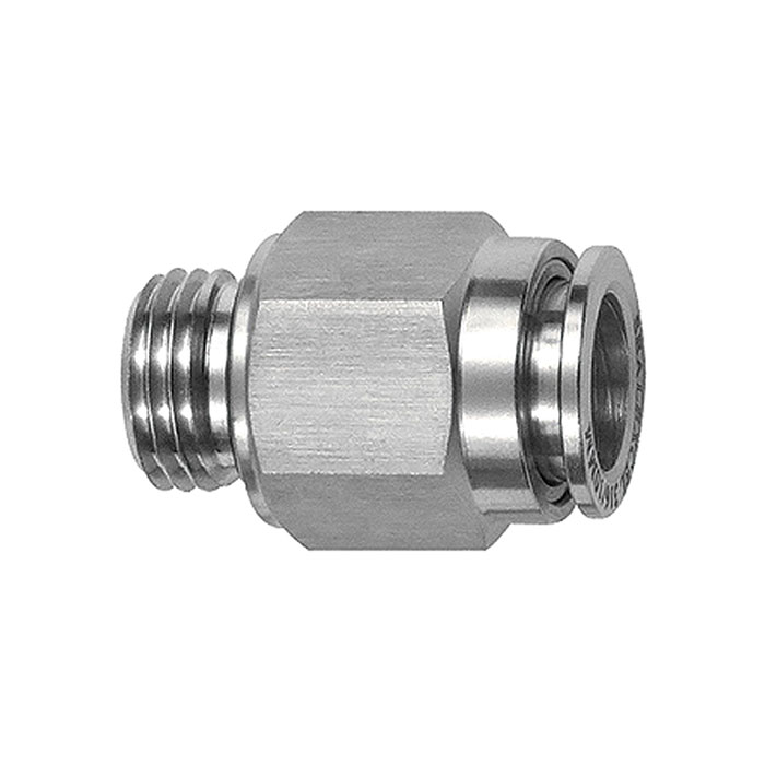 Straight push-in fitting M5 o., for hose exterior Ø 4 mm