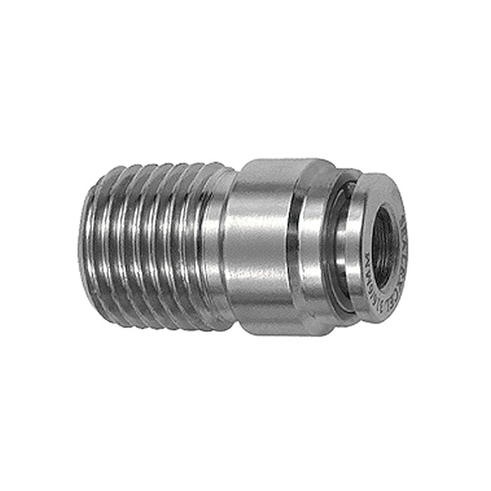 Straight push-in fitting, round, R 1/8 o., for hose exterior Ø 4