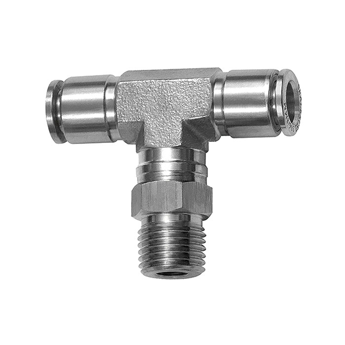 T-Steckverschraubung, drehbar, R 3/8 a., Schlauch-Ø 8, ES 1.4404