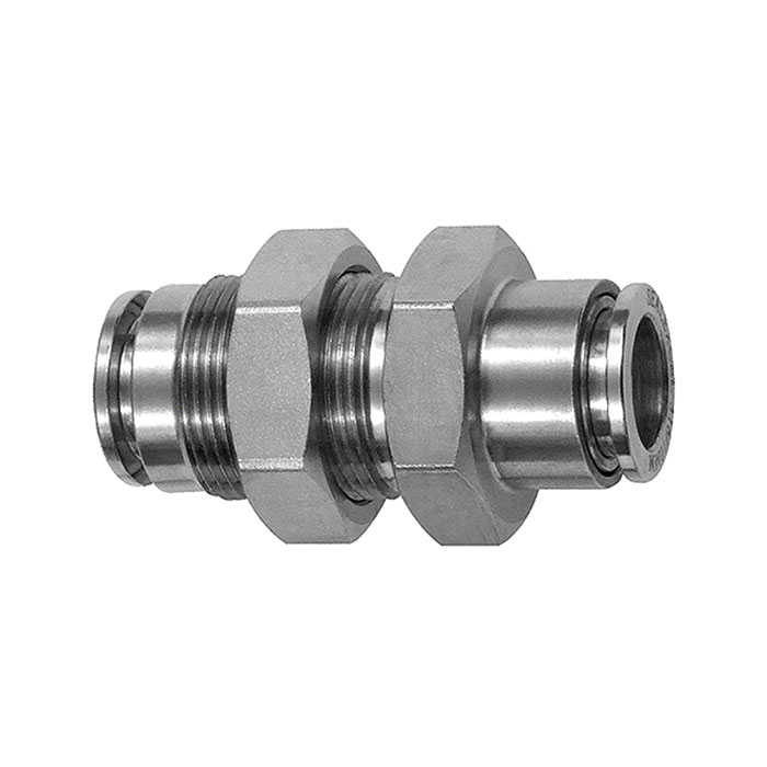 Straight push-in bulkhead connector, M11x0.75, Stainless steel