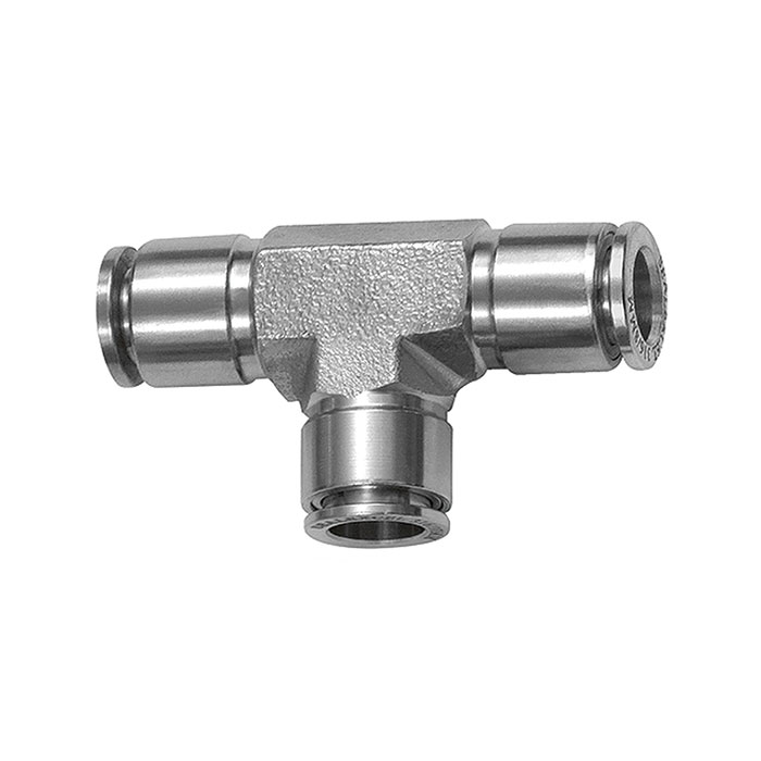 Push-in T-connector, for hose exterior Ø 8, Stainless steel