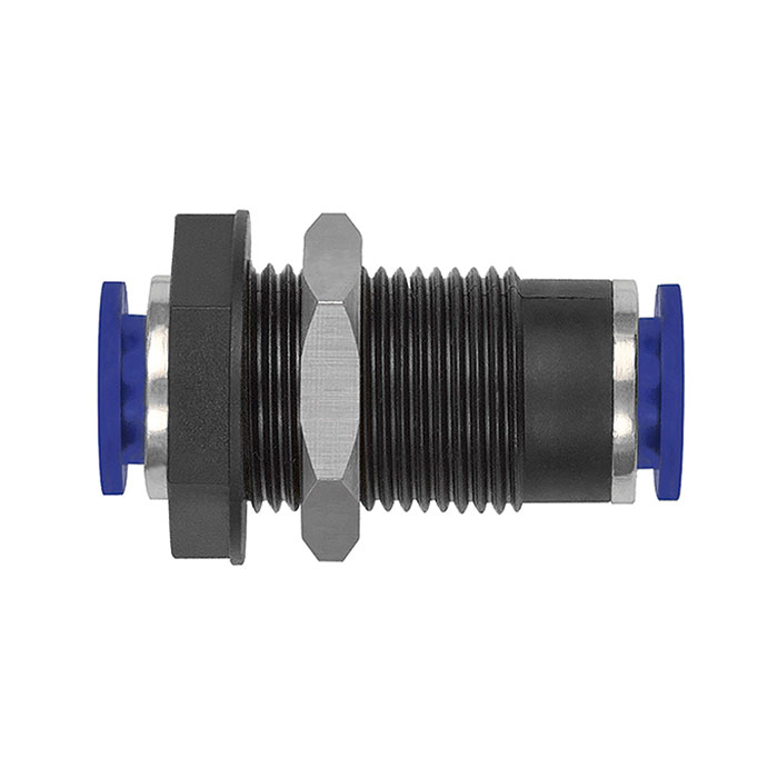 Straight push-in bulkhead connector »Blue Series«, M12x1.0