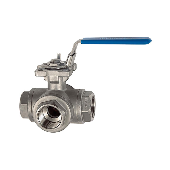 3-way ball valve, L-hole, Stainless steel 1.4408, G 1/2, DN 15