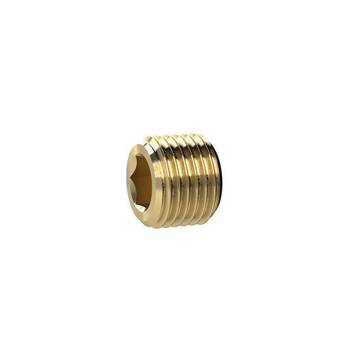 Locking screw, Hexagonal socket, without flange, M8x0.75, Brass