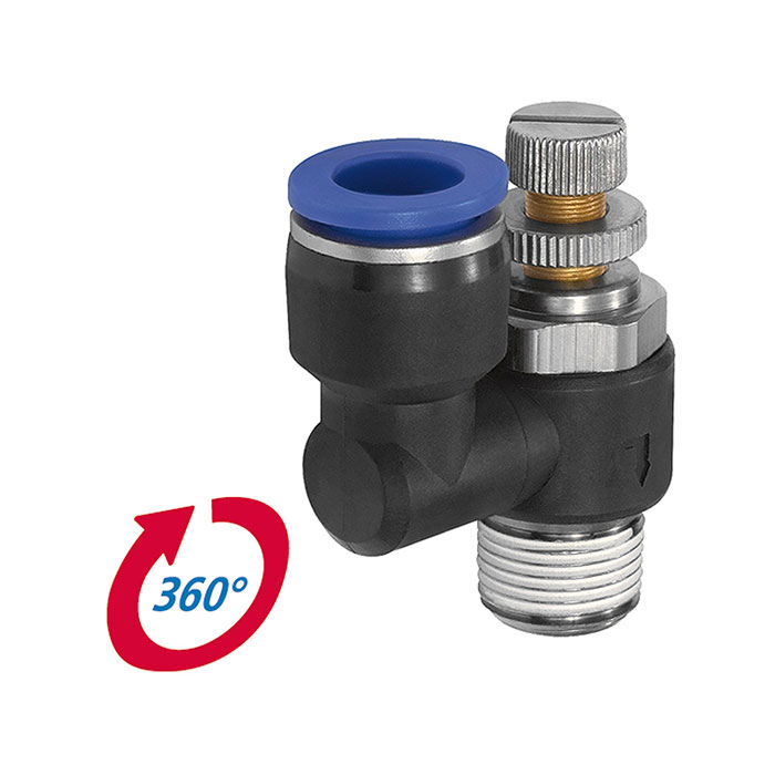 Throttle check valve »Blue Series«, Supply air throttle, R 1/4 o.