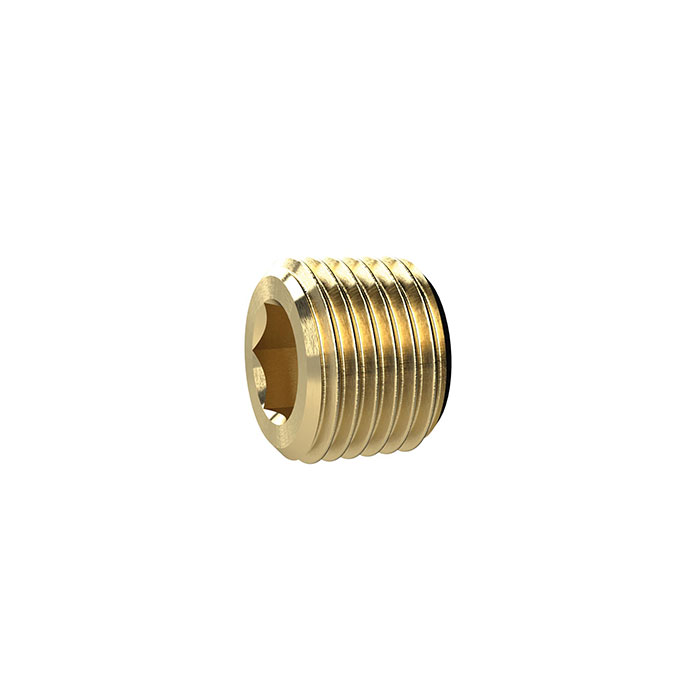 Locking screw, Hexagonal socket, without flange, R 1, Brass