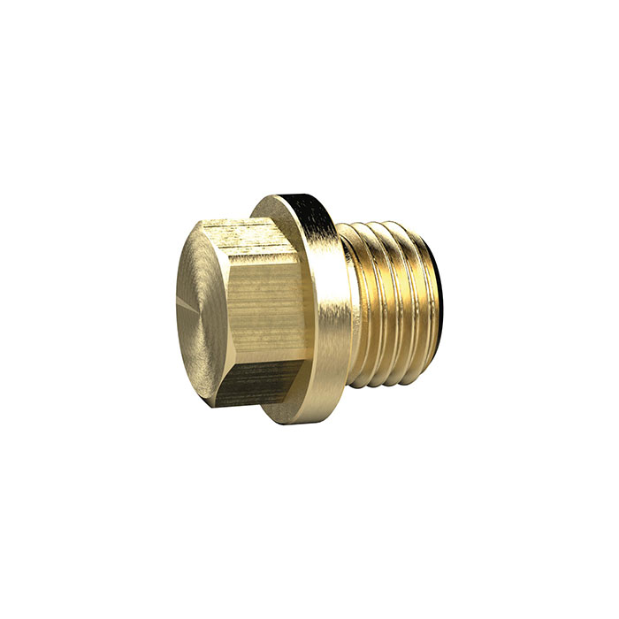 Locking screw, Exterior hexagonal and flange, G 1/8, AF 10, Brass