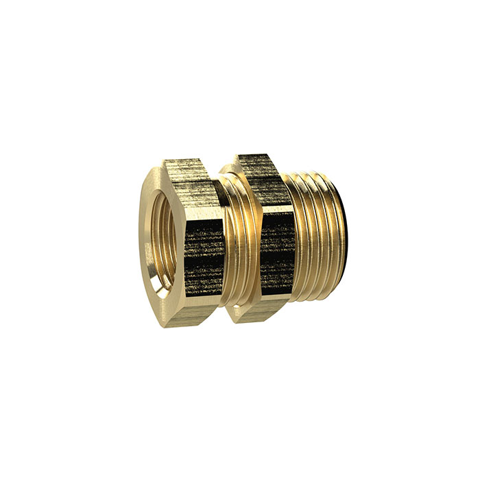 Bulkhead fitting, M26x1.5 o., G 3/8 i., AF1 27, AF2 32, Brass